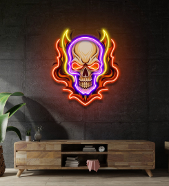 Angry Fire Skull Led Neon Sign Light Pop Art