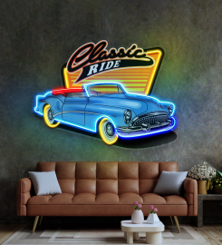 Blue Classic Car Led Neon Sign Light Pop Art