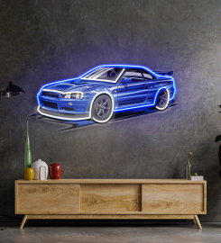 Blue Sport Car Led Neon Sign Light Pop Art