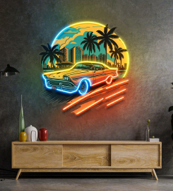 Car The Sunset Led Neon Sign Light Pop Art