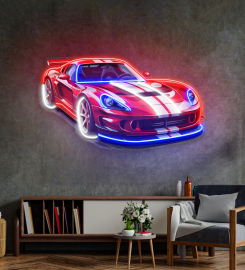 Car With A Red Stripe Led Neon Sign Light Pop Art