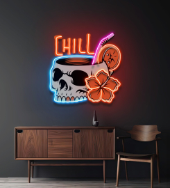 Cocktail Skull Led Neon Sign Light Pop Art