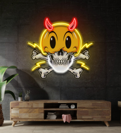 Emoji Hat Skull Led Neon Sign Light Pop Art