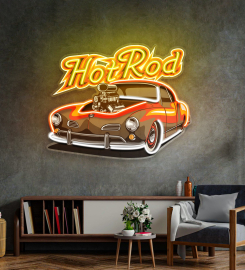 Fabolous Flamming Hotrod Car Led Neon Sign Light Pop Art