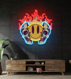 Fire Emoji Skull Led Neon Sign Light Pop Art