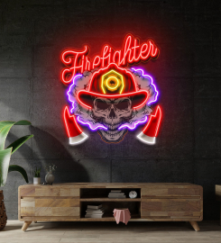 Fire Fight Skull Led Neon Sign Light Pop Art