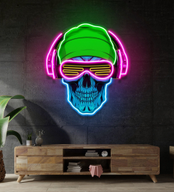 Headphone Skull Led Neon Sign Light Pop Art