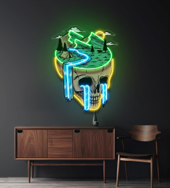 Mountain View Skull Led Neon Sign Light Pop Art