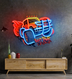 Off Road Truck With Hot Power Extreme Led Neon Sign Light Pop Art