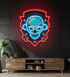 Shield Monkey Skull Led Neon Sign Light Pop Art