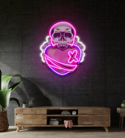 Skull Heart Led Neon Sign Light Pop Art