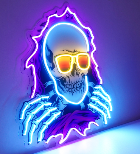 Skull Hole Led Neon Sign Light Pop Art Rkanimation