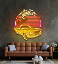 Summer Tropical Beach And Car Led Neon Sign Light Pop Art