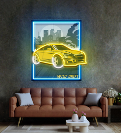 Wild Drift Yellow Car Led Neon Sign Light Pop Art